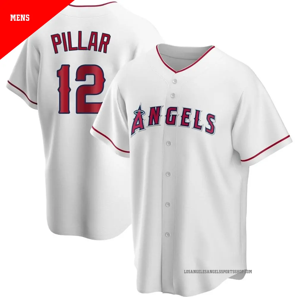 Men s 12 Kevin Pillar Los Angeles Angels White Replica Home Jersey