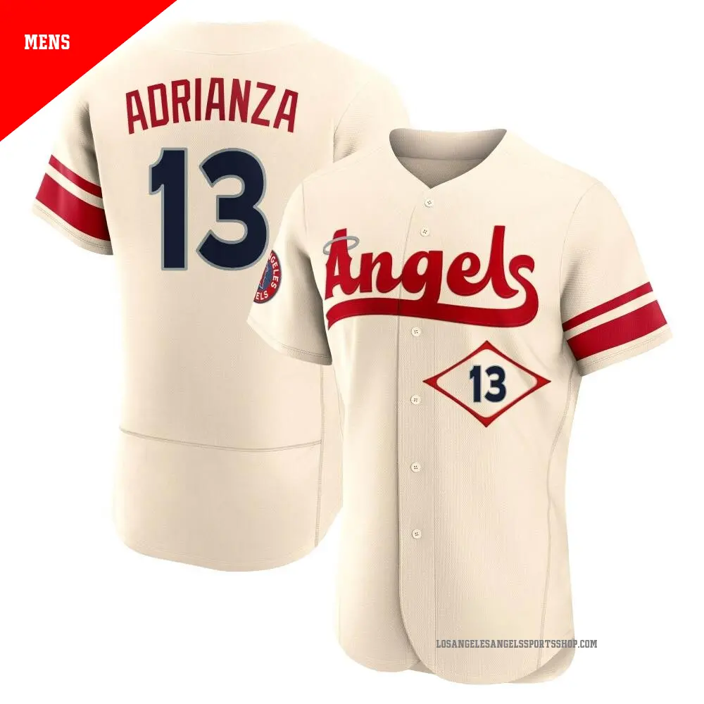 Men's ＃13 Ehire Adrianza Los Angeles Angels Cream Authentic 2022 City Connect Jersey