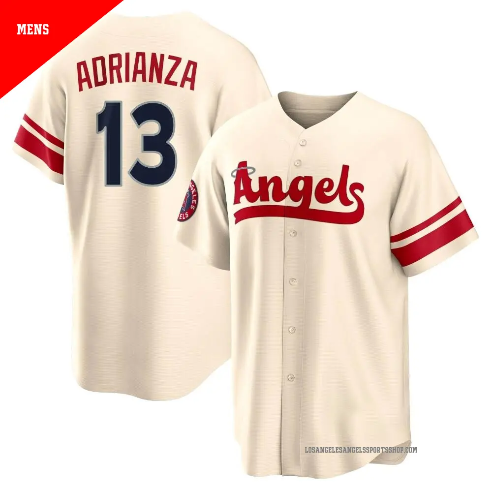 Men's ＃13 Ehire Adrianza Los Angeles Angels Cream Replica 2022 City Connect Jersey