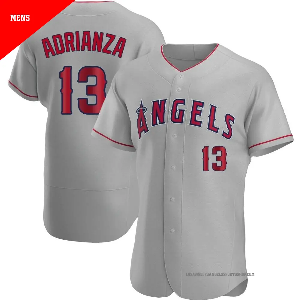 Men's ＃13 Ehire Adrianza Los Angeles Angels Gray Authentic Road Jersey