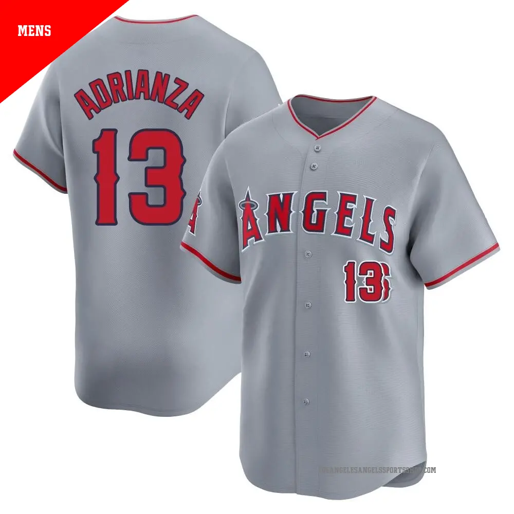 Men's ＃13 Ehire Adrianza Los Angeles Angels Gray Limited Away Jersey