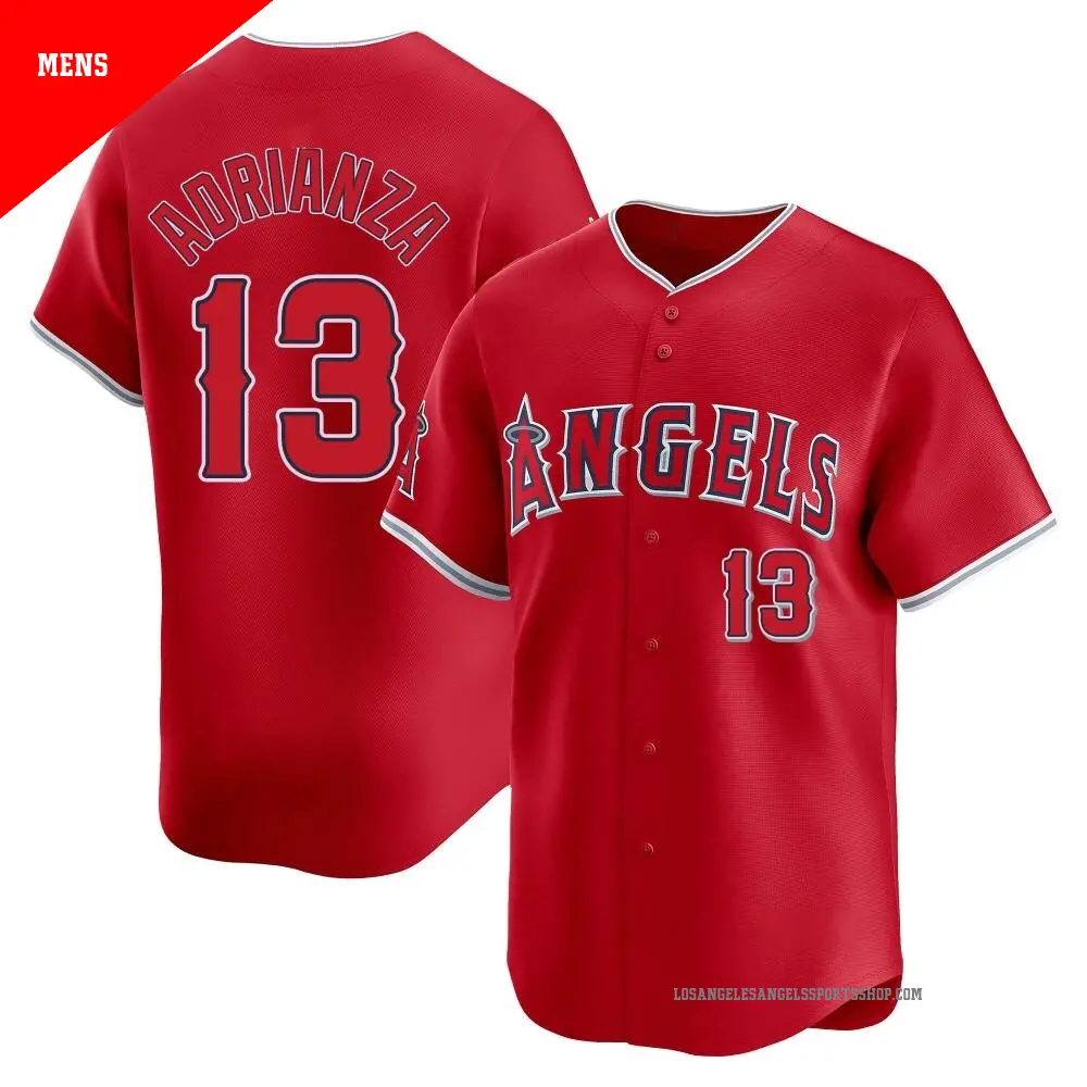 Men's ＃13 Ehire Adrianza Los Angeles Angels Red Limited Alternate Jersey