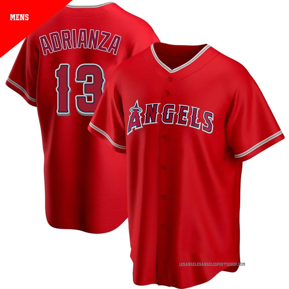 Men's ＃13 Ehire Adrianza Los Angeles Angels Red Replica Alternate Jersey