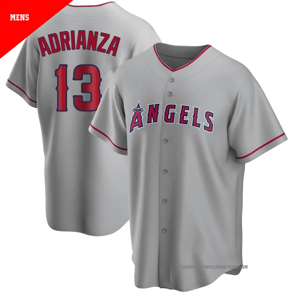 Men's ＃13 Ehire Adrianza Los Angeles Angels Replica Silver Road Jersey