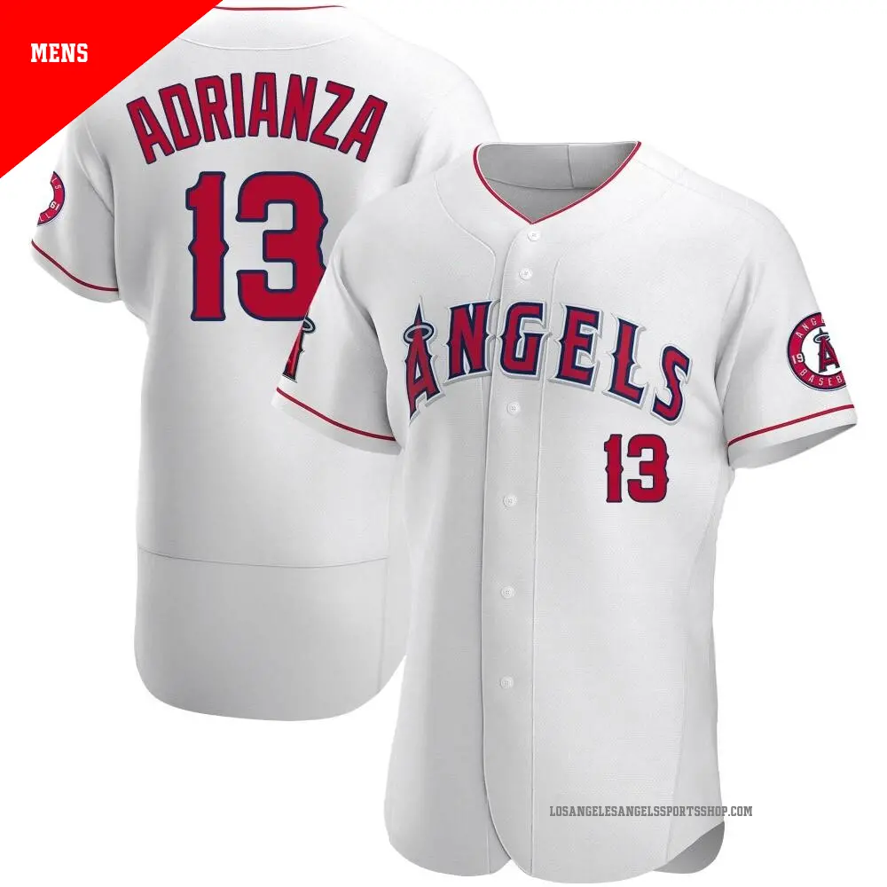 Men's ＃13 Ehire Adrianza Los Angeles Angels White Authentic Jersey