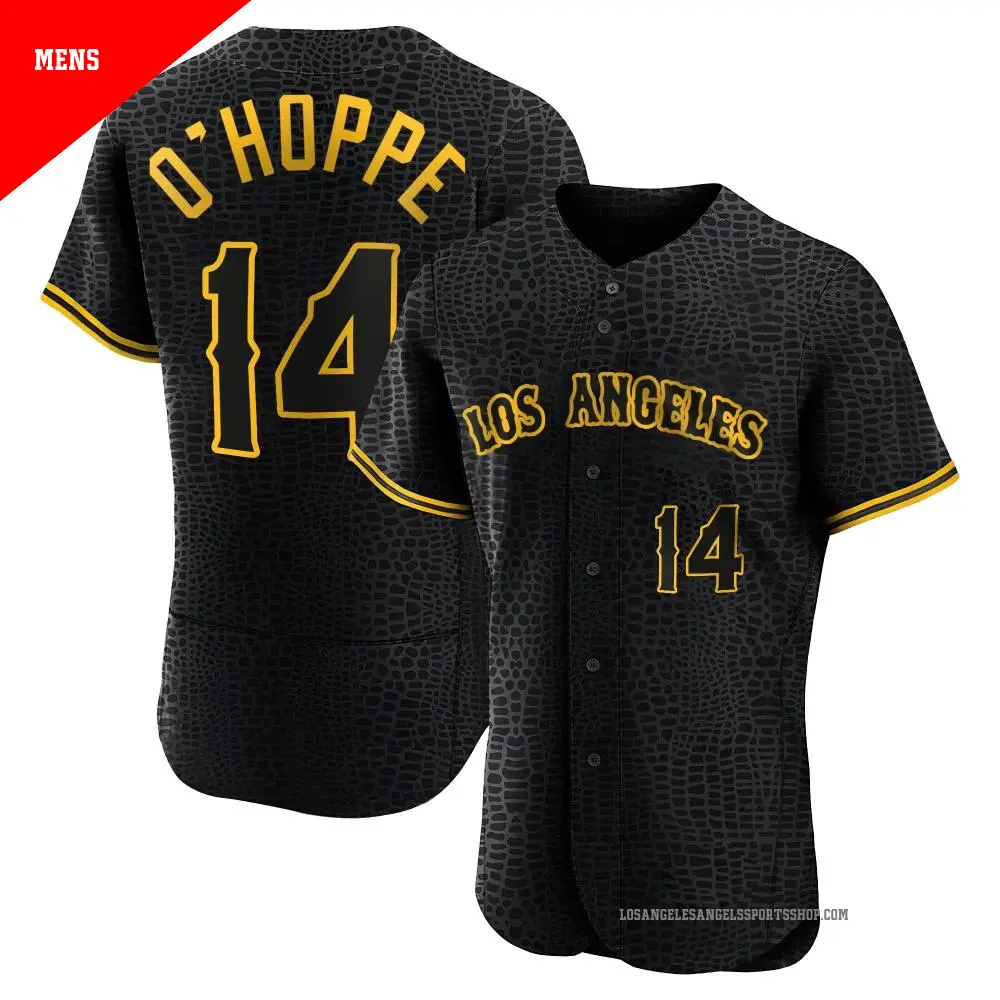 Men's #14 Logan O'Hoppe Los Angeles Angels Black Authentic Snake Skin City  Jersey