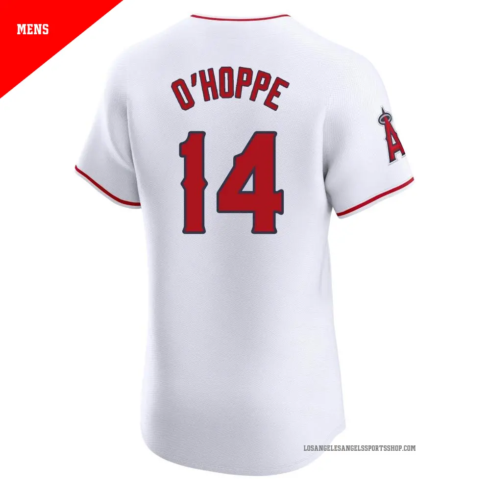 Men's #14 Logan O'Hoppe Los Angeles Angels White Elite Home Jersey