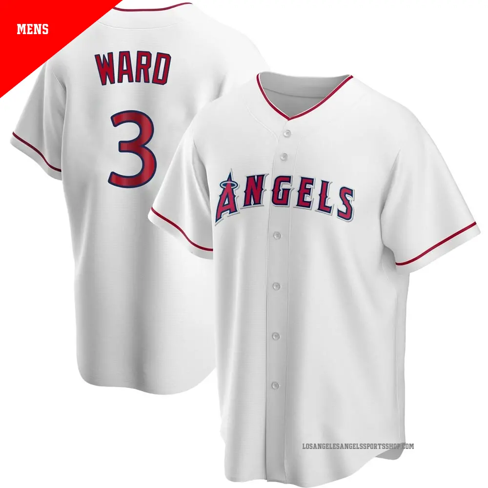 Men s 3 Taylor Ward Los Angeles Angels White Replica Home Jersey