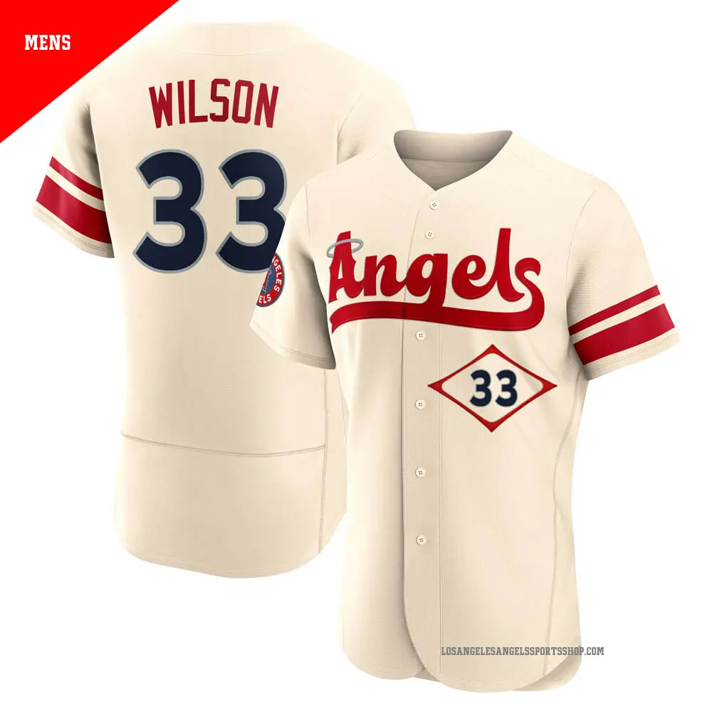 Men s 33 C.J. Wilson Los Angeles Angels Cream Authentic 2022 City Connect Jersey