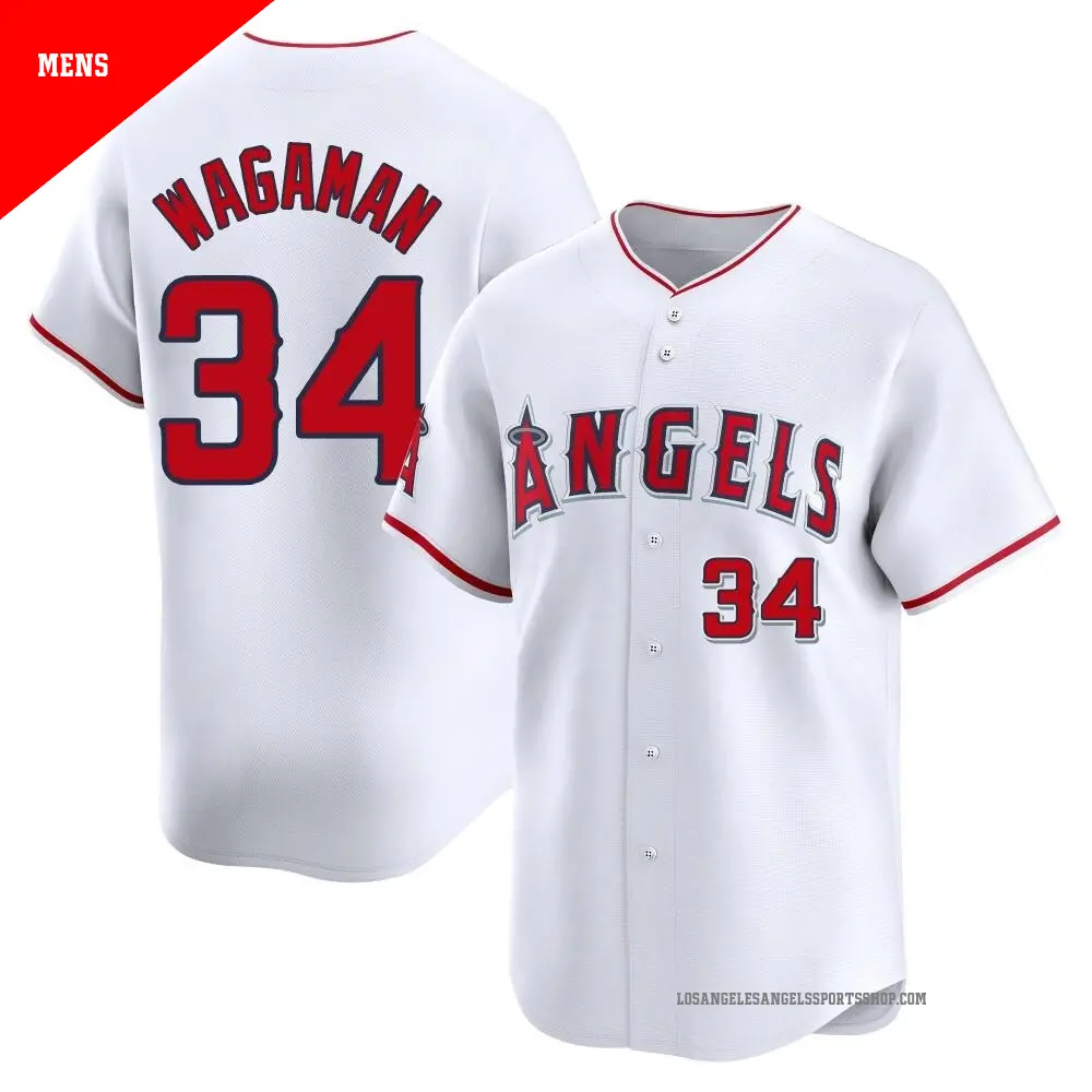 Men's ＃34 Eric Wagaman Los Angeles Angels White Limited Home Jersey