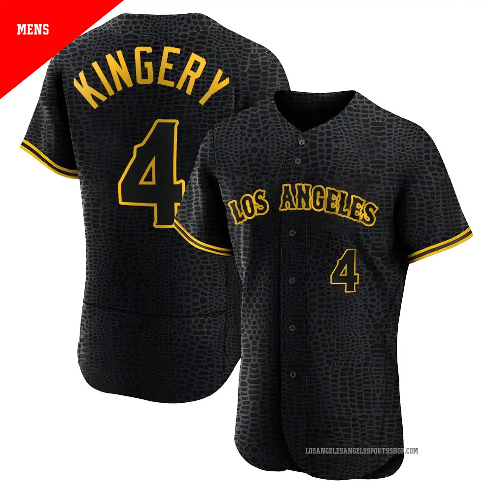 Men's ＃4 Scott Kingery Los Angeles Angels Black Authentic Snake Skin City Jersey