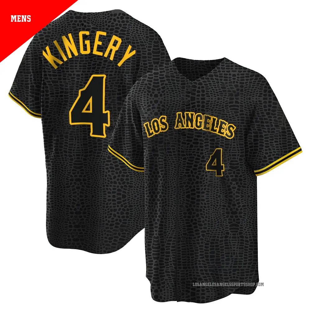 Men's ＃4 Scott Kingery Los Angeles Angels Black Replica Snake Skin City Jersey