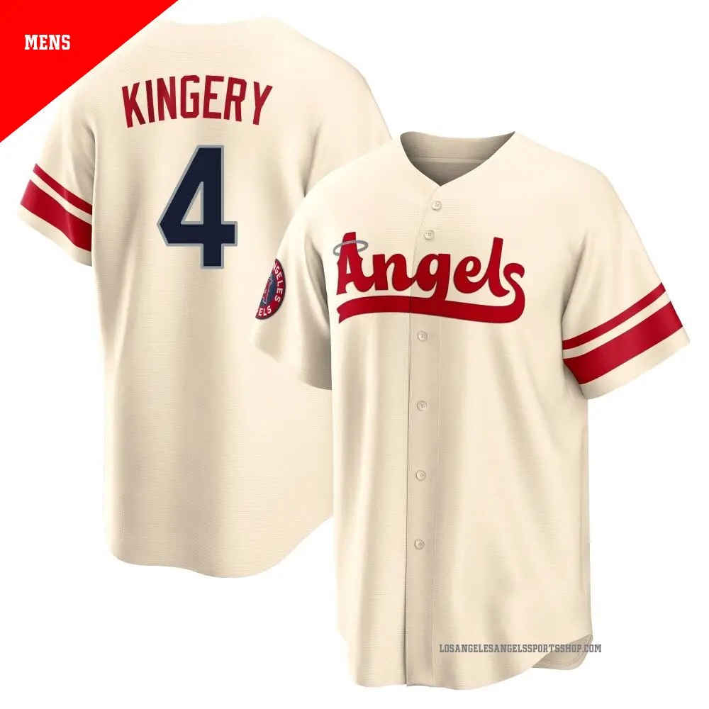 Men's ＃4 Scott Kingery Los Angeles Angels Cream Replica 2022 City Connect Jersey