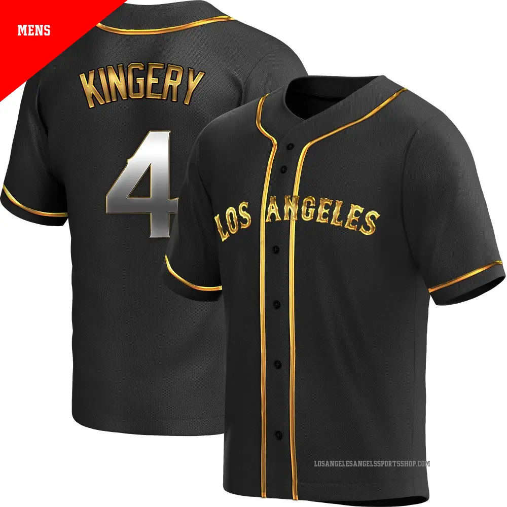 Men's ＃4 Scott Kingery Los Angeles Angels Gold Replica Black en Alternate Jersey