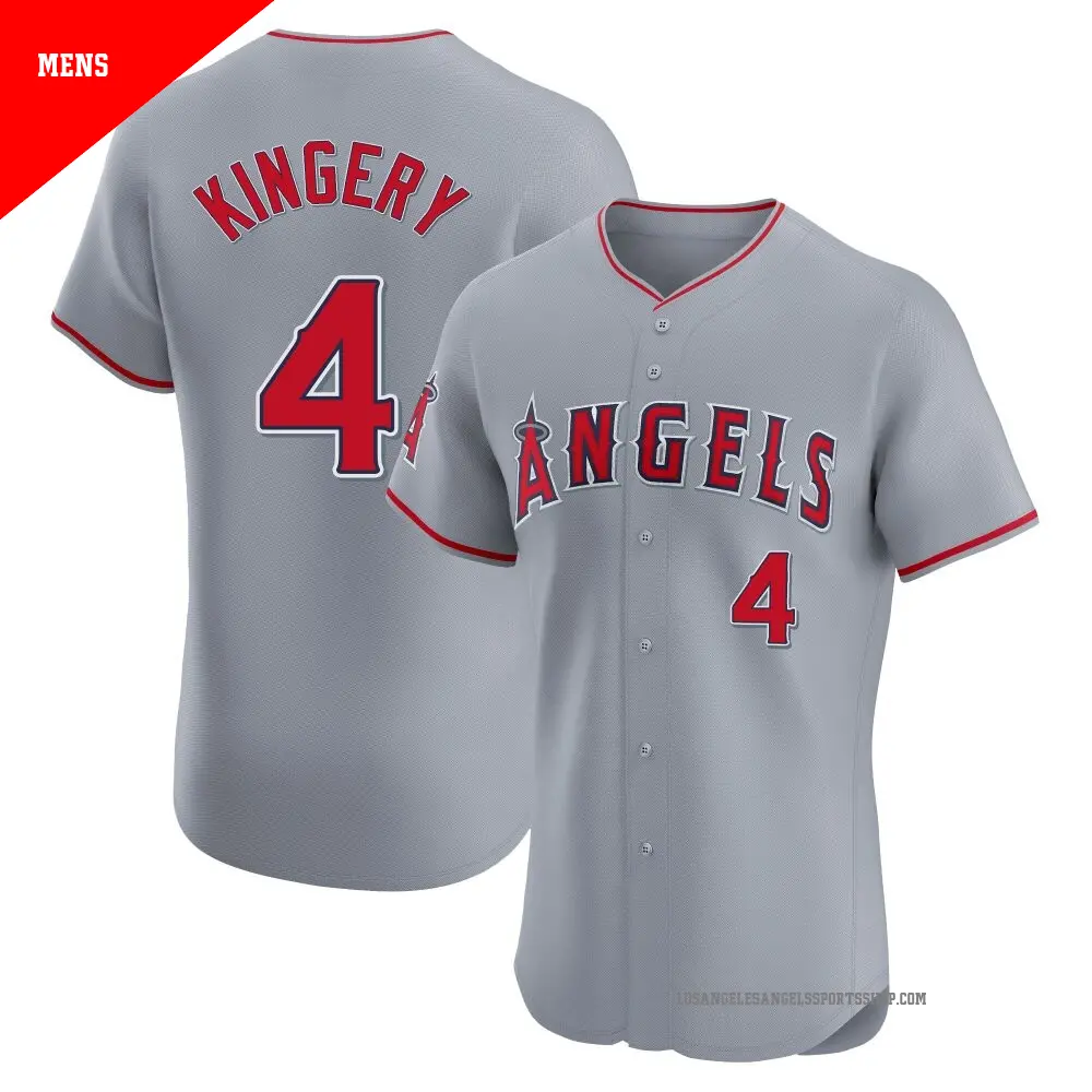 Men's ＃4 Scott Kingery Los Angeles Angels Gray Elite Road Jersey