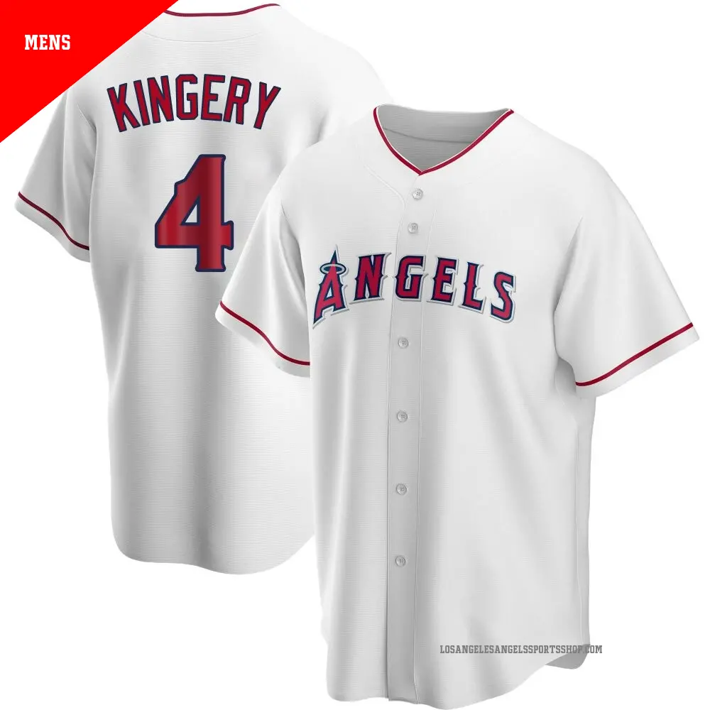 Men's ＃4 Scott Kingery Los Angeles Angels White Replica Home Jersey