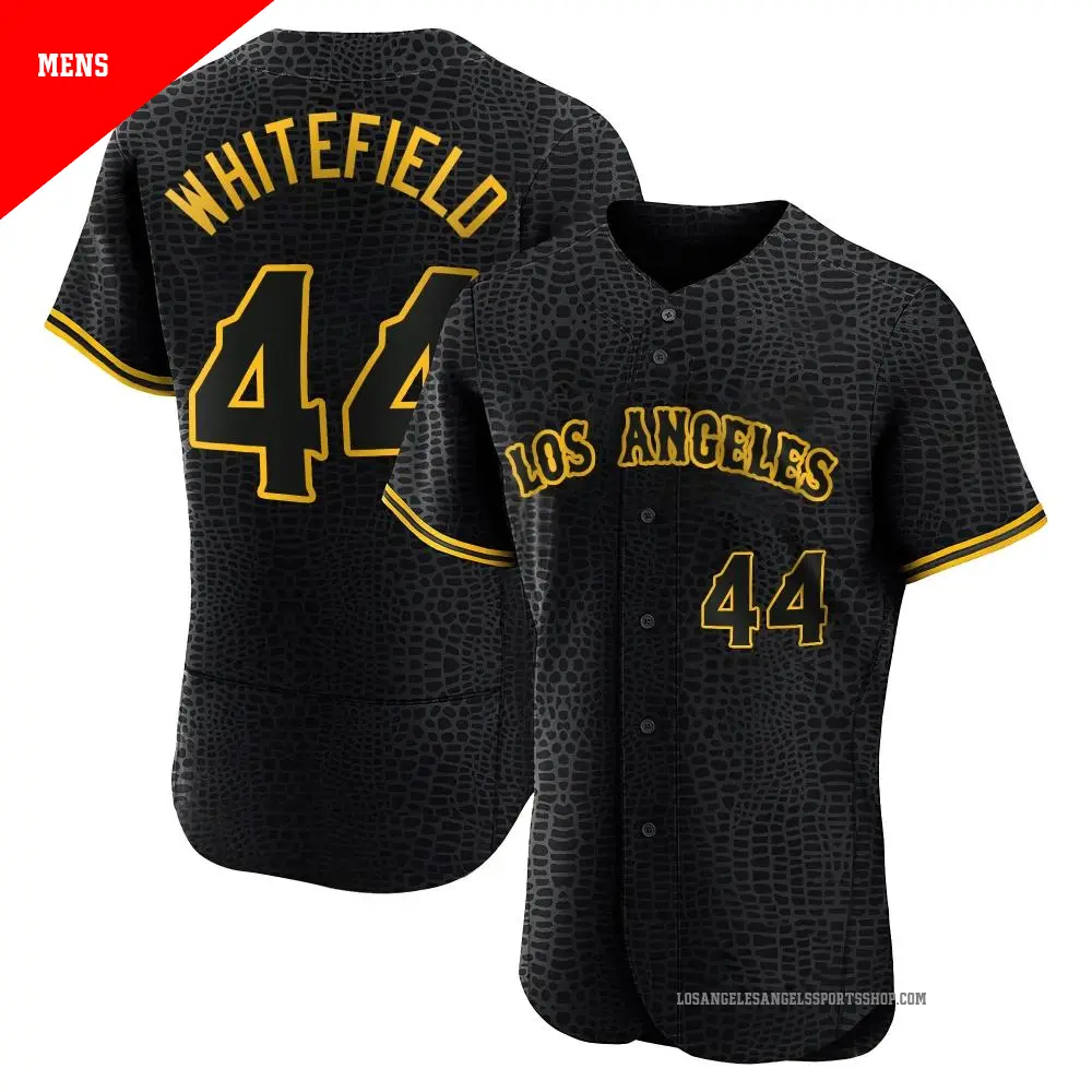 Men's ＃44 Aaron Whitefield Los Angeles Angels White Authentic Black Snake Skin City Jersey