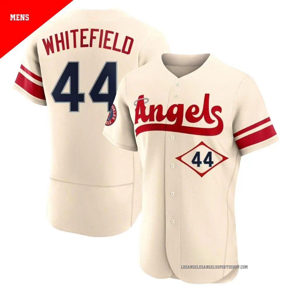 Men's ＃44 Aaron Whitefield Los Angeles Angels White Authentic Cream 2022 City Connect Jersey