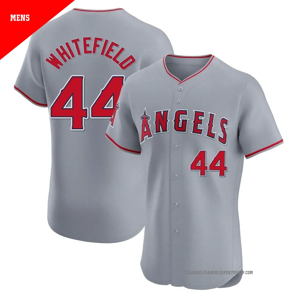 Men's ＃44 Aaron Whitefield Los Angeles Angels White Elite Gray Road Jersey