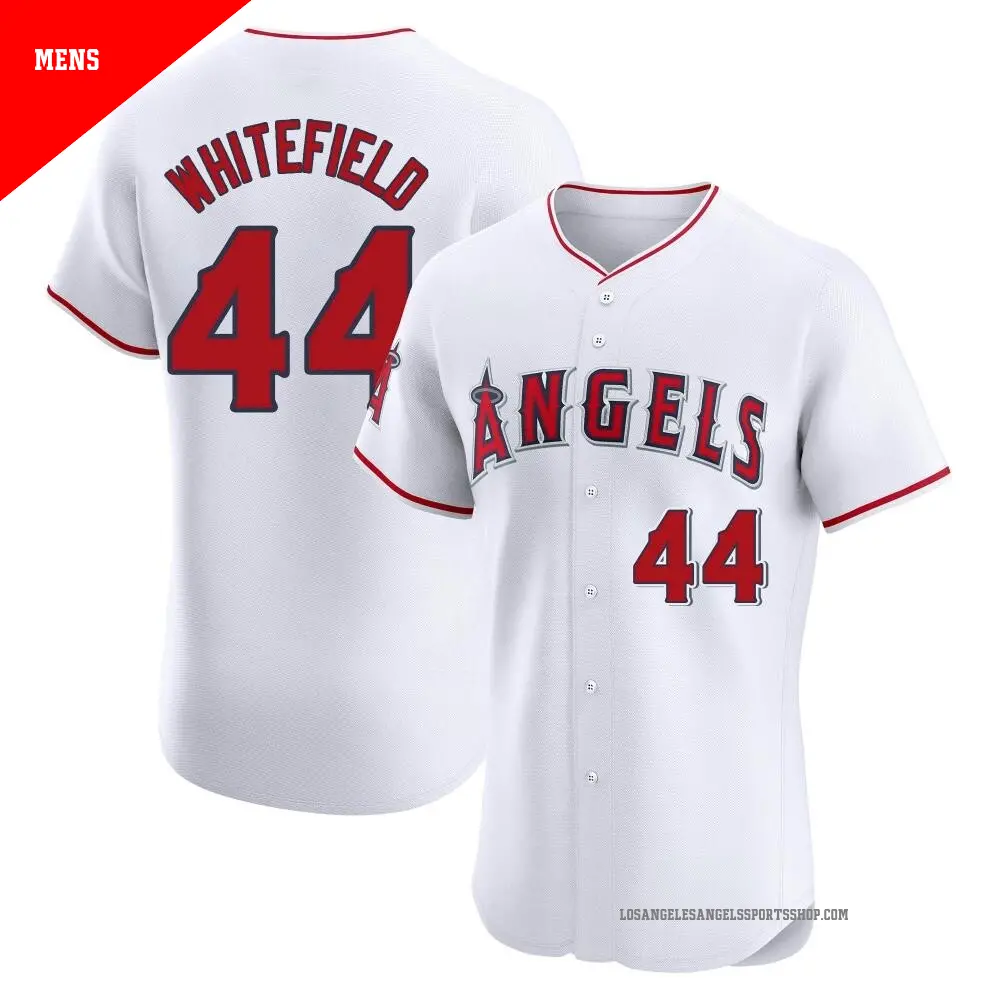 Men's ＃44 Aaron Whitefield Los Angeles Angels White Elite Home Jersey