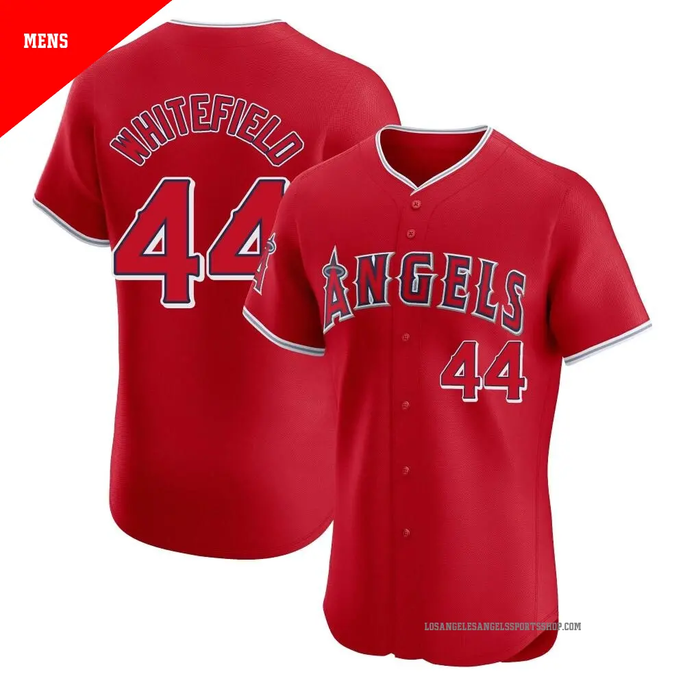 Men's ＃44 Aaron Whitefield Los Angeles Angels White Elite Red Alternate Jersey