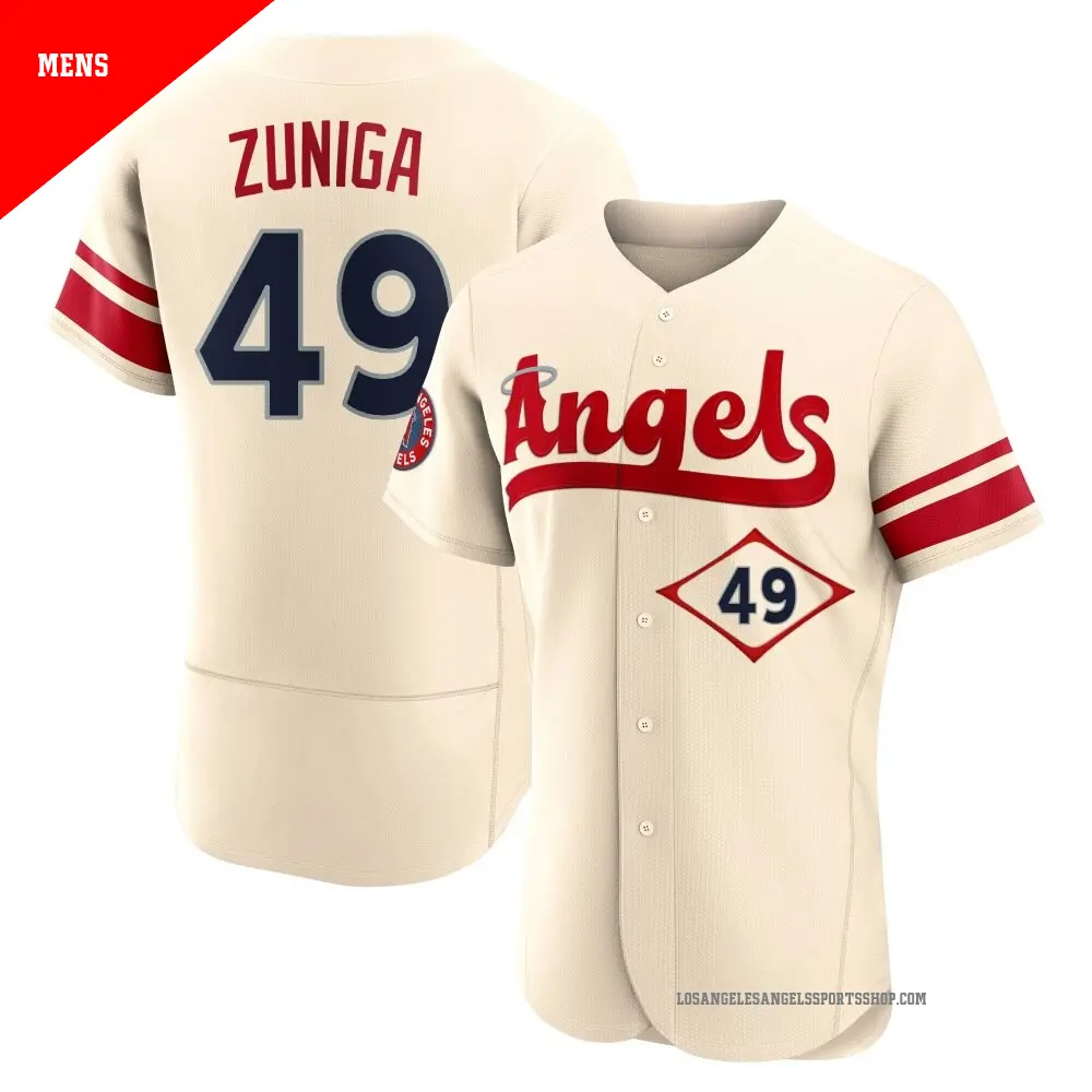 Men's ＃49 Guillo Zuniga Los Angeles Angels Cream Authentic 2022 City Connect Jersey