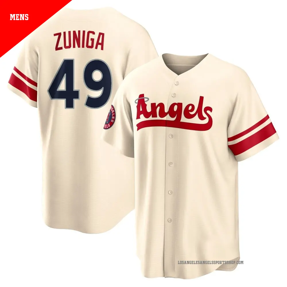 Men's ＃49 Guillo Zuniga Los Angeles Angels Cream Replica 2022 City Connect Jersey