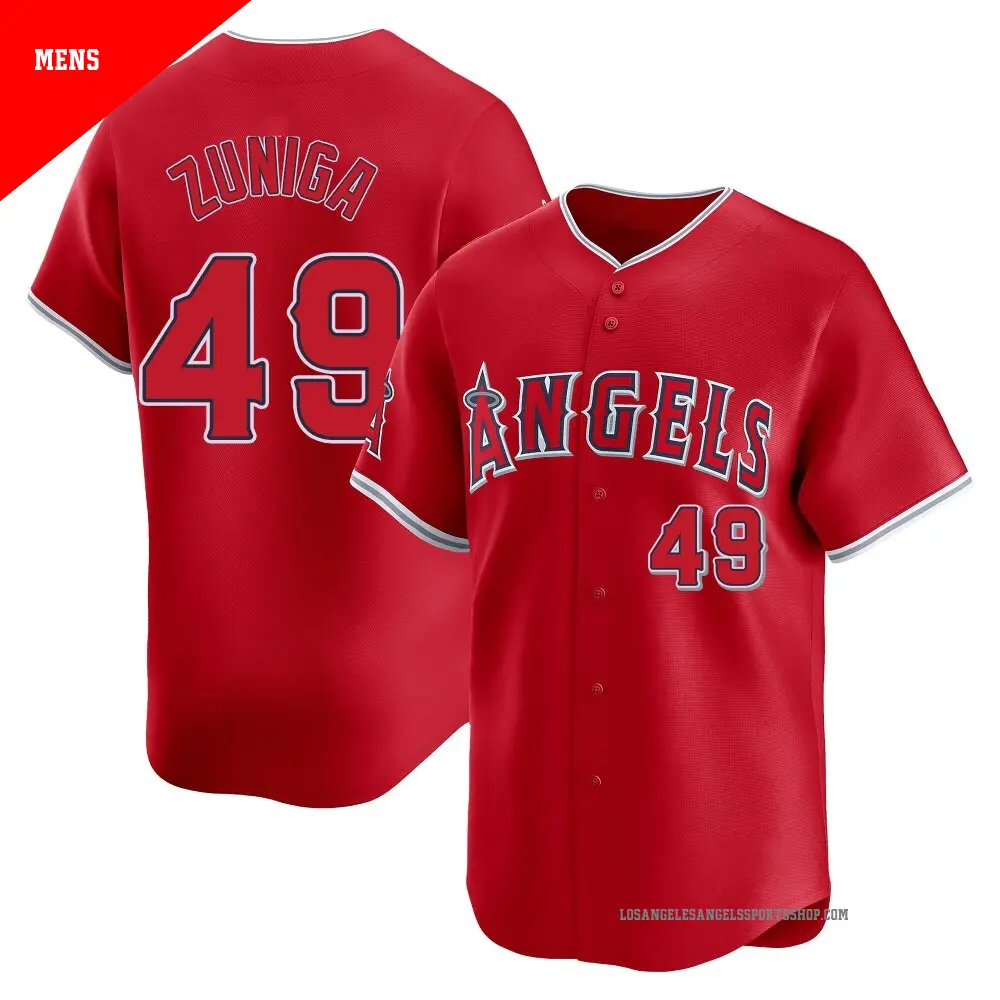 Men's ＃49 Guillo Zuniga Los Angeles Angels Red Limited Alternate Jersey