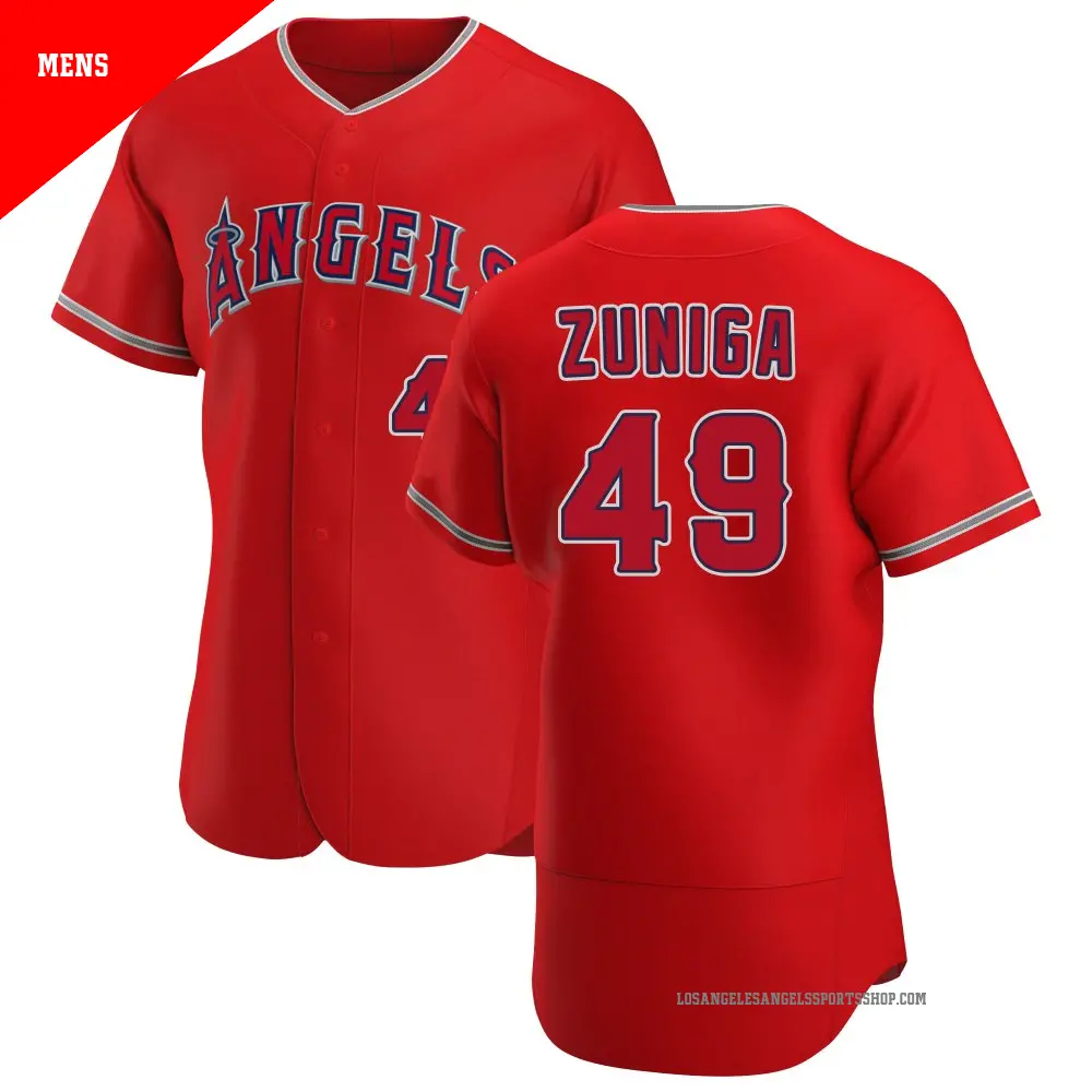 Men's ＃49 Guillo Zuniga Los Angeles Angels Scarlet Authentic Alternate Jersey