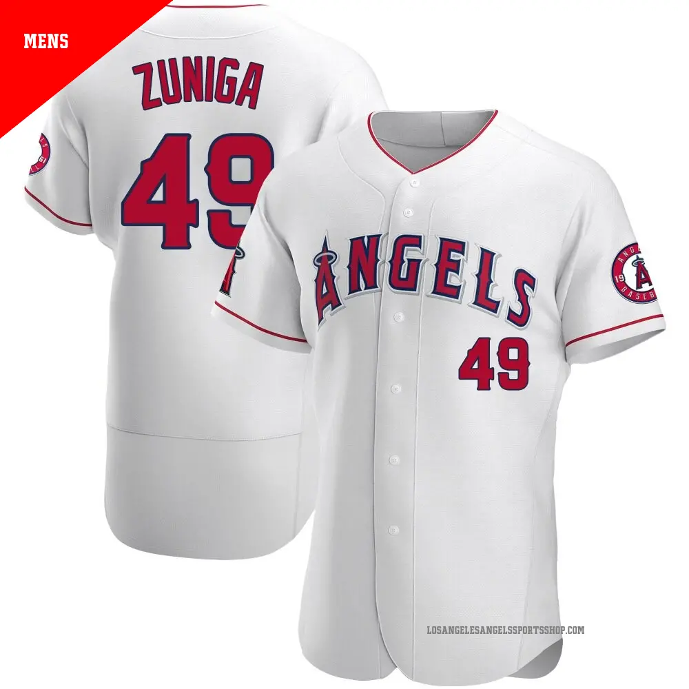 Men's ＃49 Guillo Zuniga Los Angeles Angels White Authentic Jersey