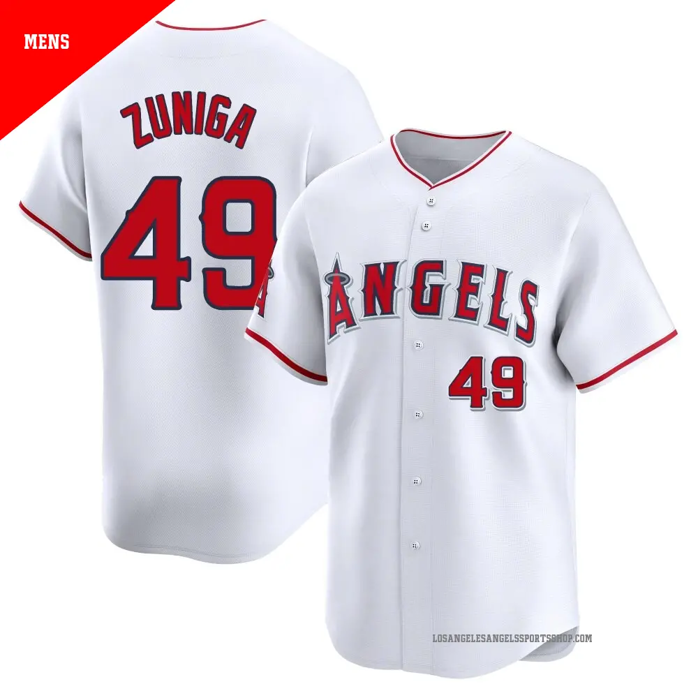 Men's ＃49 Guillo Zuniga Los Angeles Angels White Limited Home Jersey