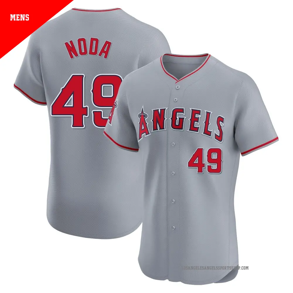 Men's ＃49 Ryan Noda Los Angeles Angels Gray Elite Road Jersey