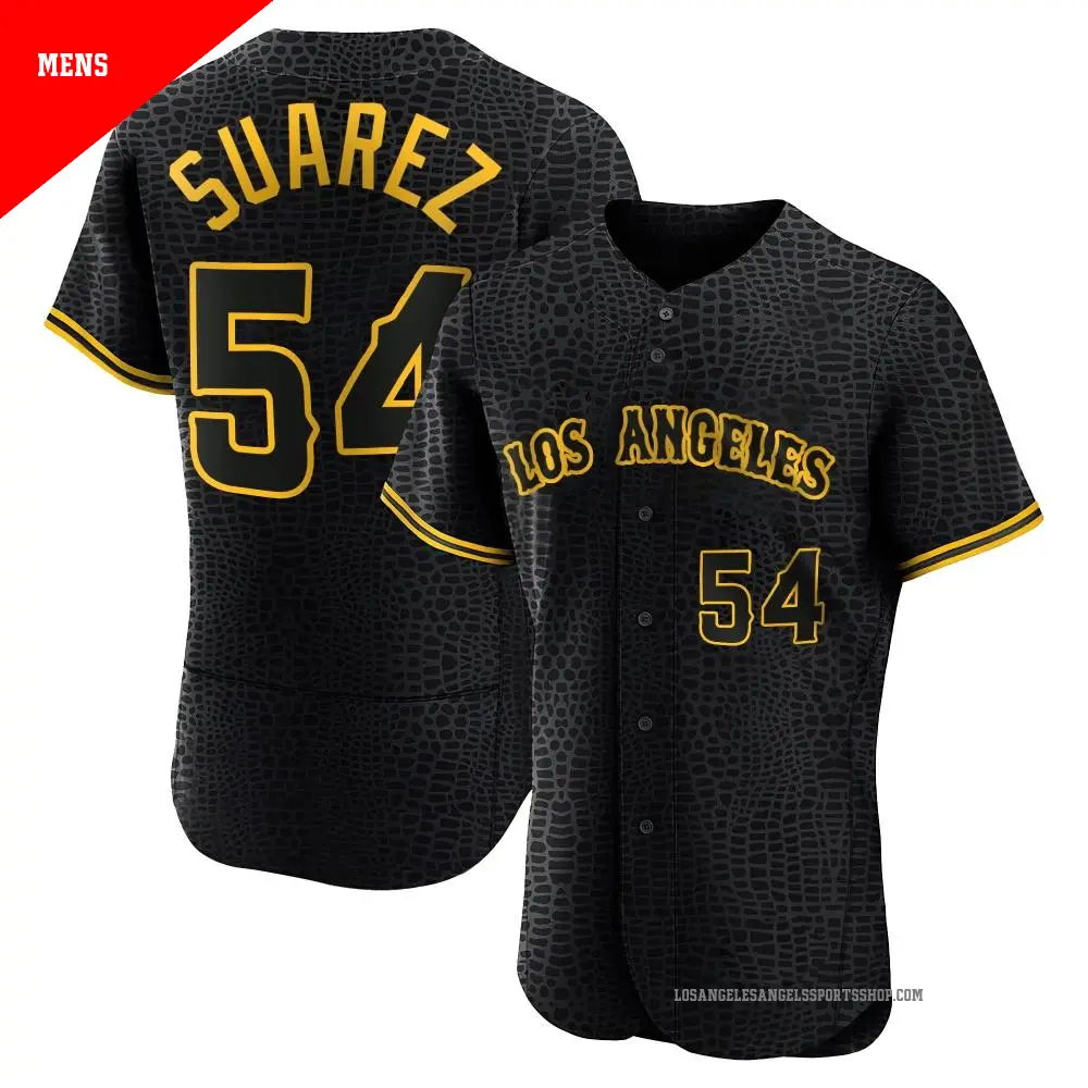 Men s 54 Jose Suarez Los Angeles Angels Black Authentic Snake Skin City Jersey