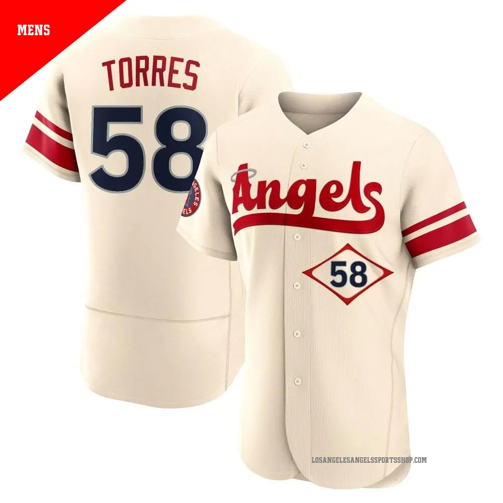 Men's ＃58 Luis Torres Los Angeles Angels Cream Authentic 2022 City Connect Jersey