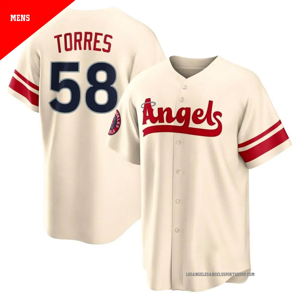 Men's ＃58 Luis Torres Los Angeles Angels Cream Replica 2022 City Connect Jersey