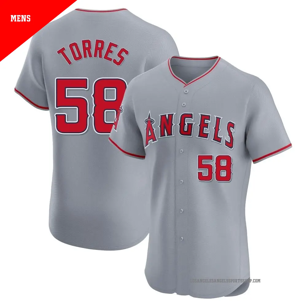 Men's ＃58 Luis Torres Los Angeles Angels Gray Elite Road Jersey