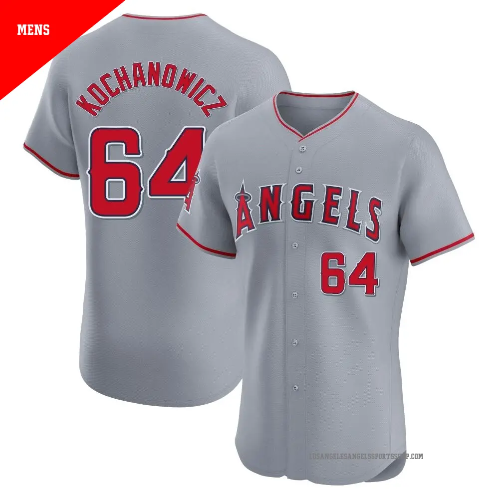 Youth #64 Jack Kochanowicz Los Angeles Angels Gray Limited Away Jersey