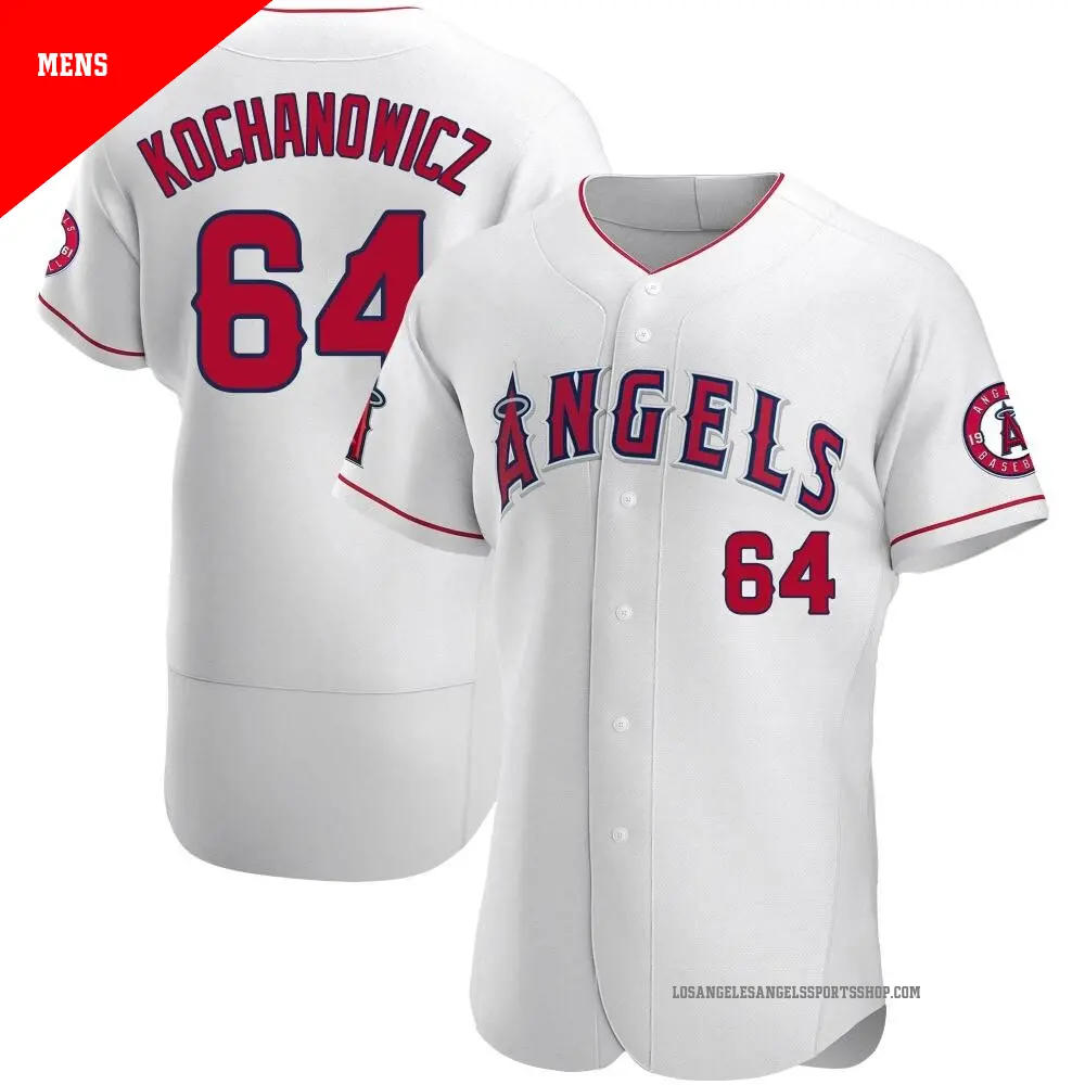 Men's ＃64 Jack Kochanowicz Los Angeles Angels White Authentic Jersey