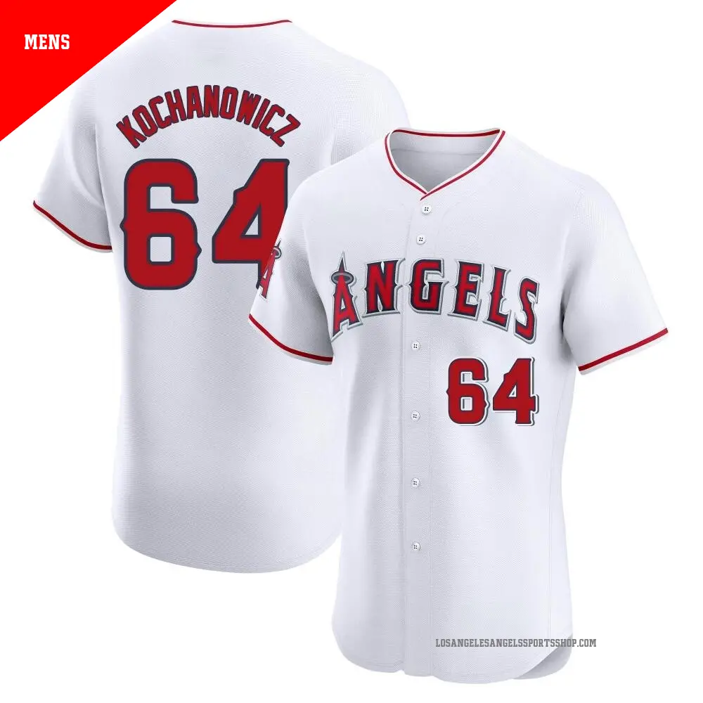 Men's ＃64 Jack Kochanowicz Los Angeles Angels White Elite Home Jersey