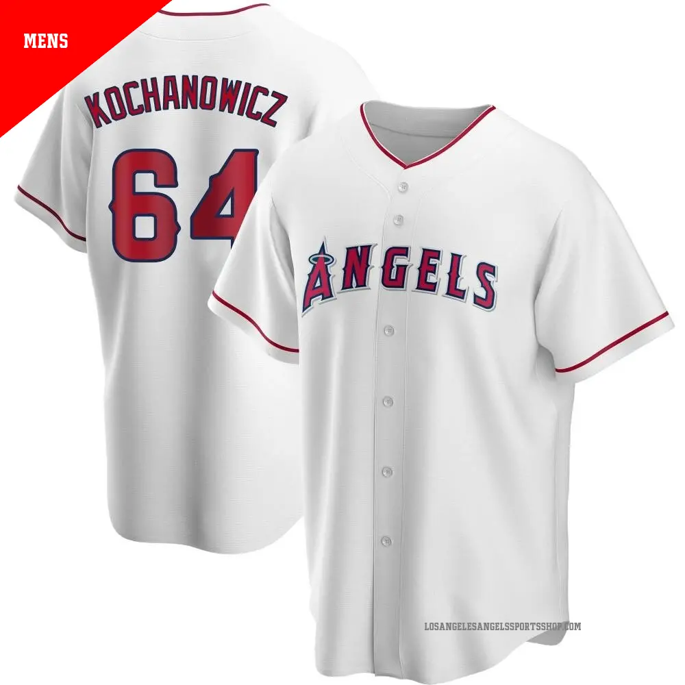 Men's ＃64 Jack Kochanowicz Los Angeles Angels White Replica Home Jersey