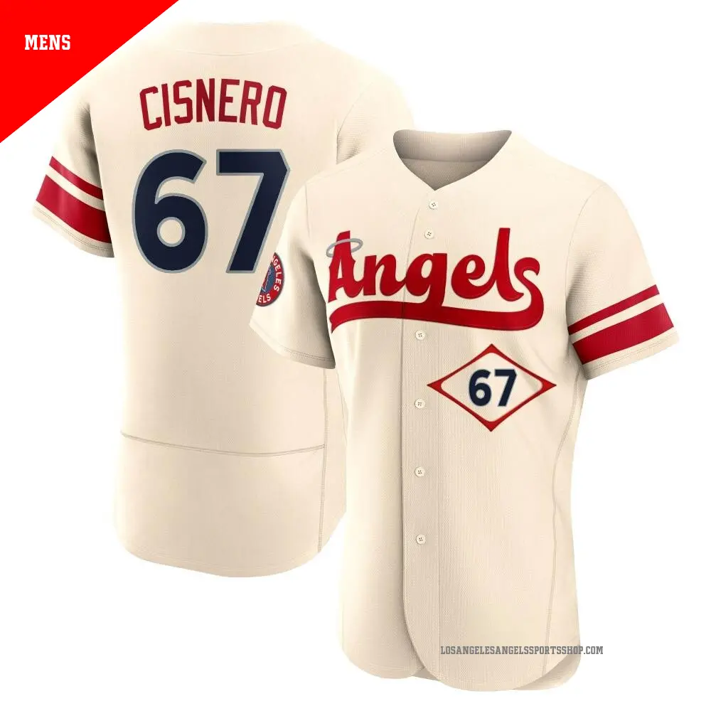 Men's ＃67 Jose Cisnero Los Angeles Angels Cream Authentic 2022 City Connect Jersey