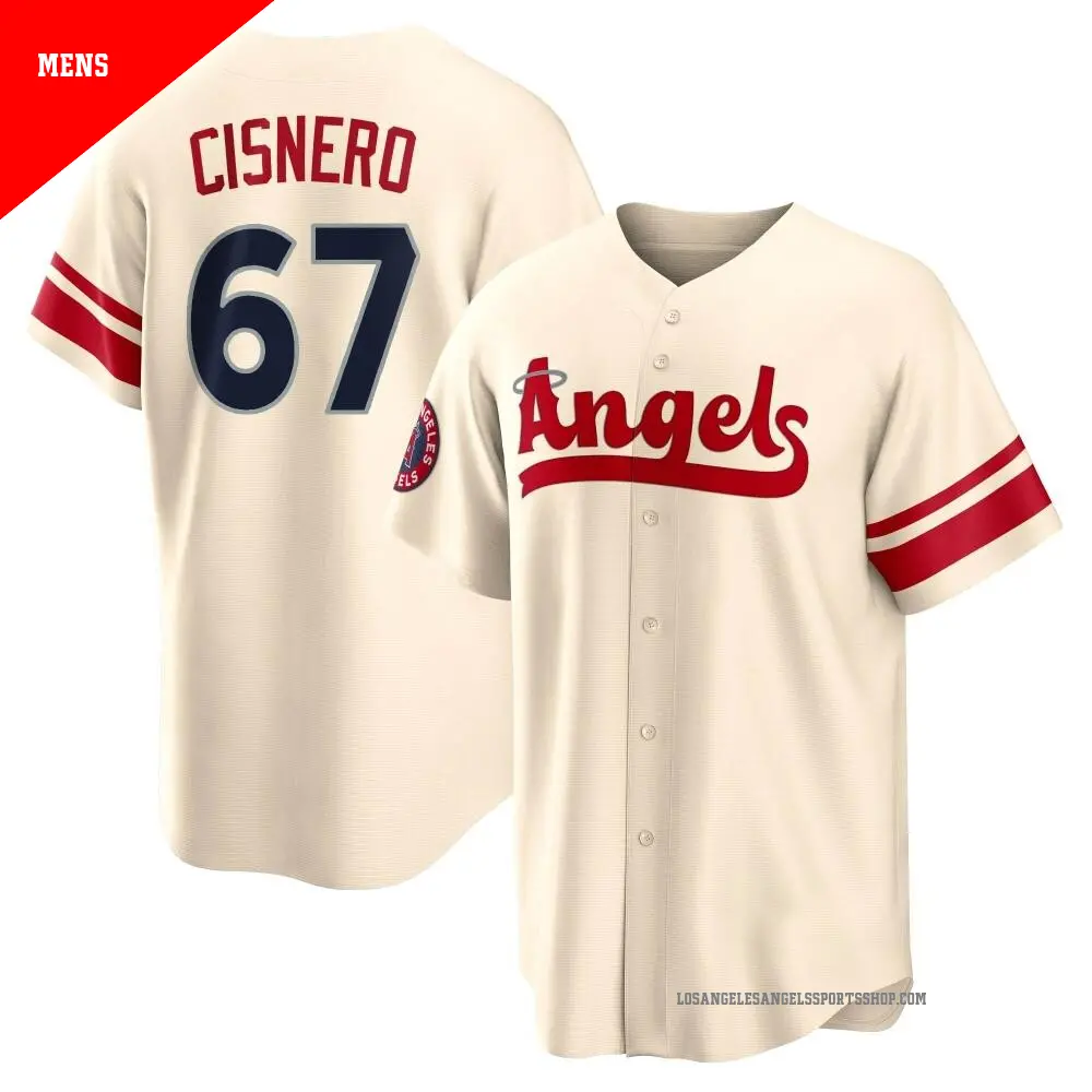 Men's ＃67 Jose Cisnero Los Angeles Angels Cream Replica 2022 City Connect Jersey