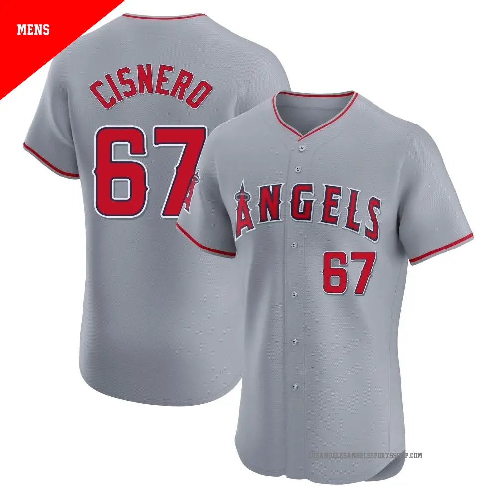 Men's ＃67 Jose Cisnero Los Angeles Angels Gray Elite Road Jersey