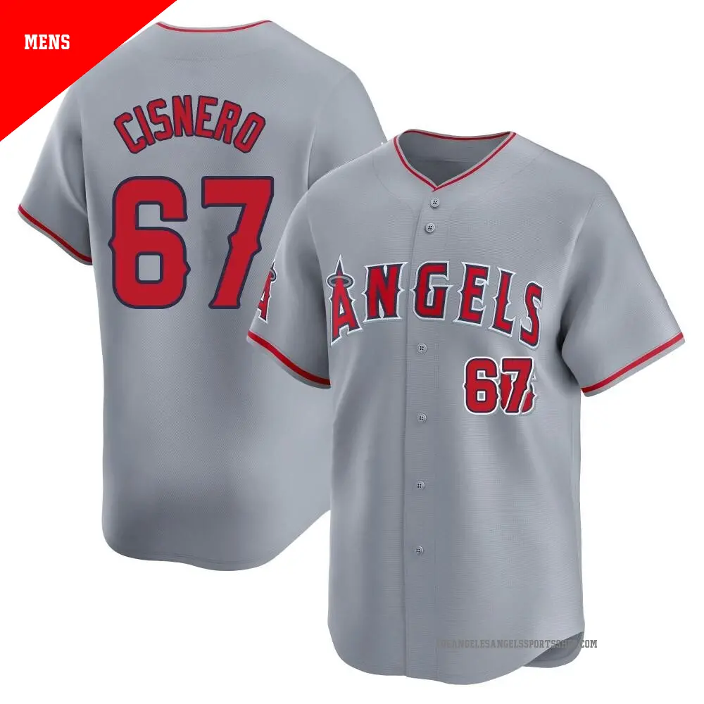 Men's ＃67 Jose Cisnero Los Angeles Angels Gray Limited Away Jersey