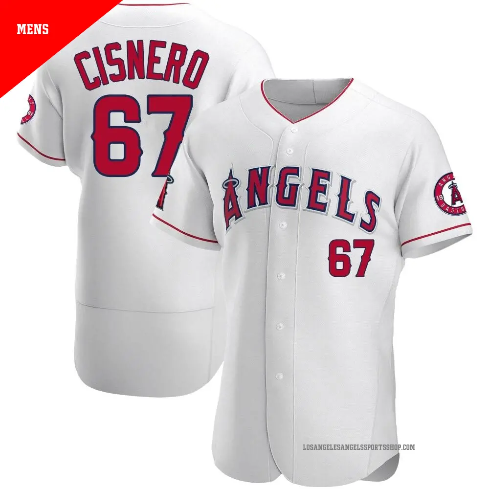 Men's ＃67 Jose Cisnero Los Angeles Angels White Authentic Jersey