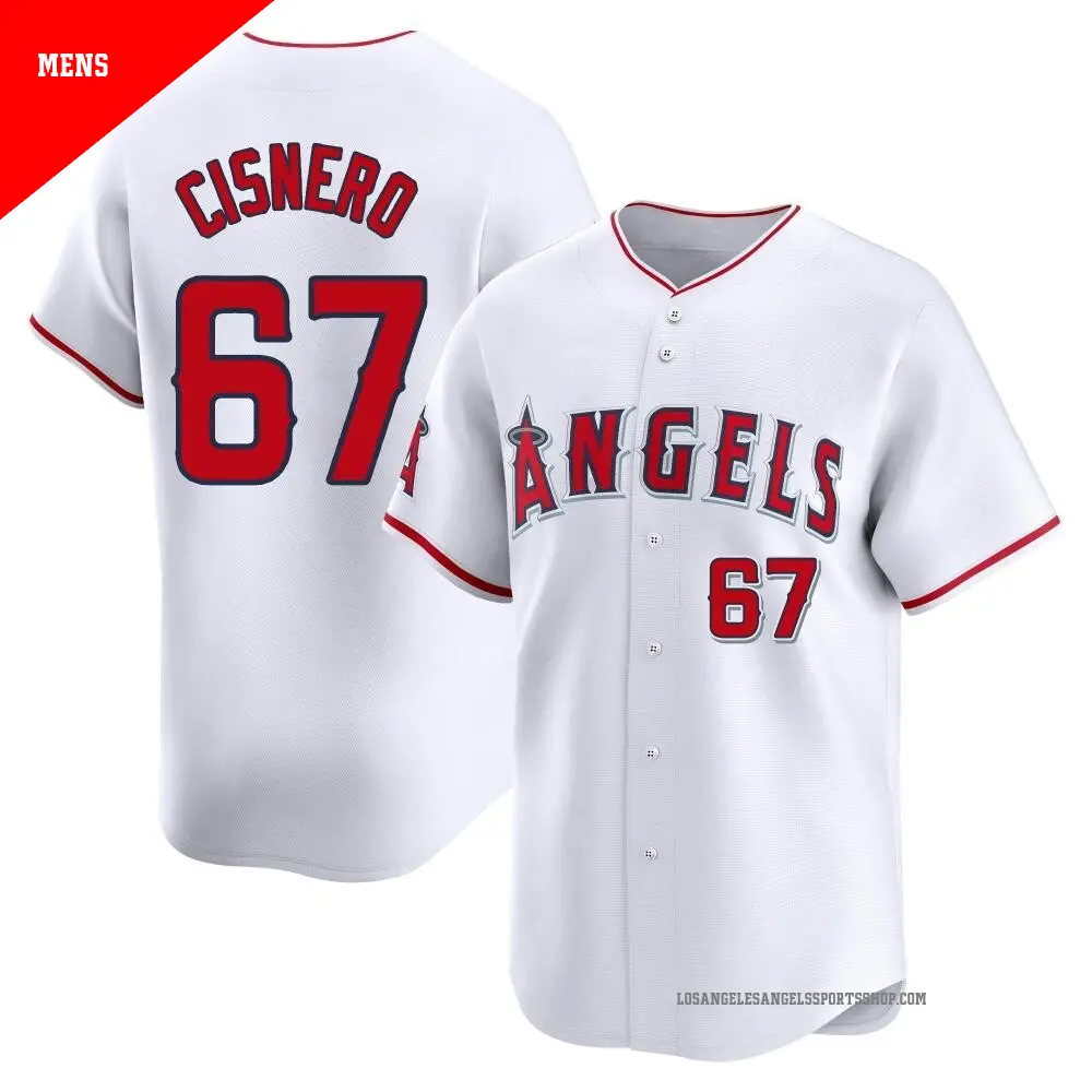 Men's ＃67 Jose Cisnero Los Angeles Angels White Limited Home Jersey