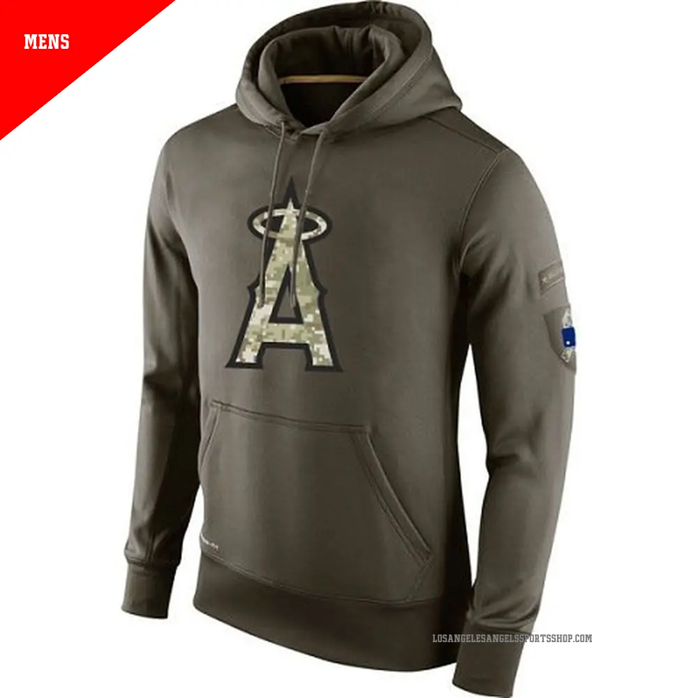 Men's Los Angeles Angels Olive Salute to Service KO Performance Hoodie