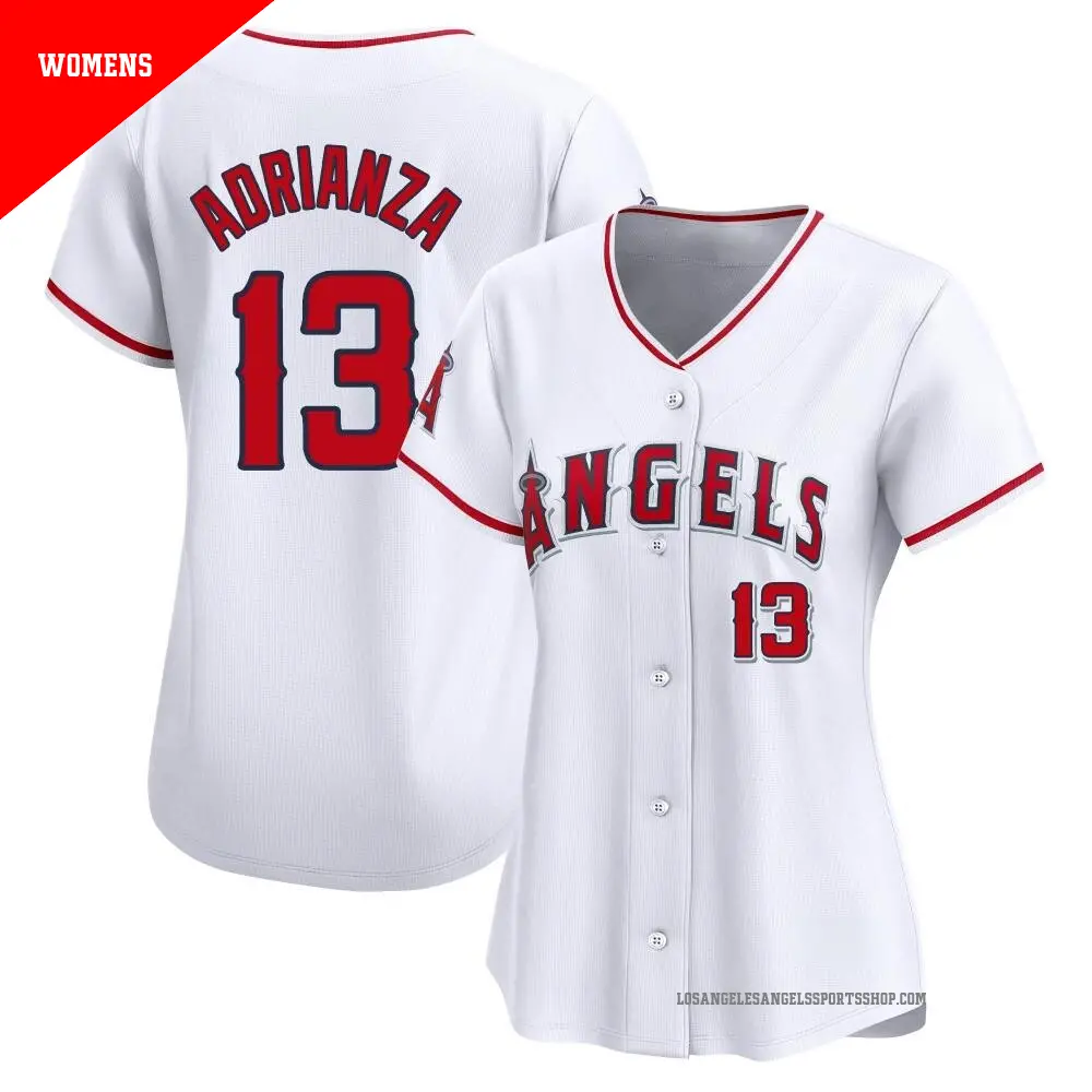 Women's ＃13 Ehire Adrianza Los Angeles Angels White Limited Home Jersey