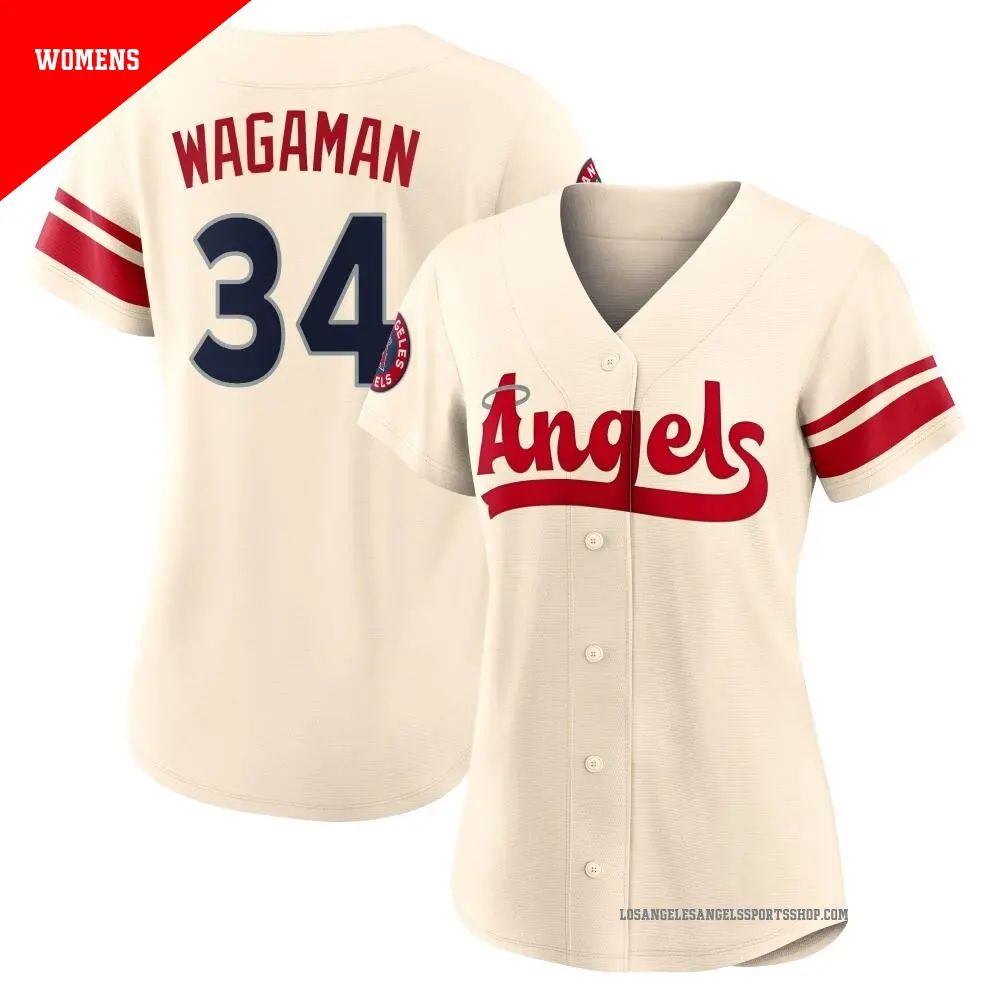 Women's ＃34 Eric Wagaman Los Angeles Angels Cream Replica 2022 City Connect Jersey