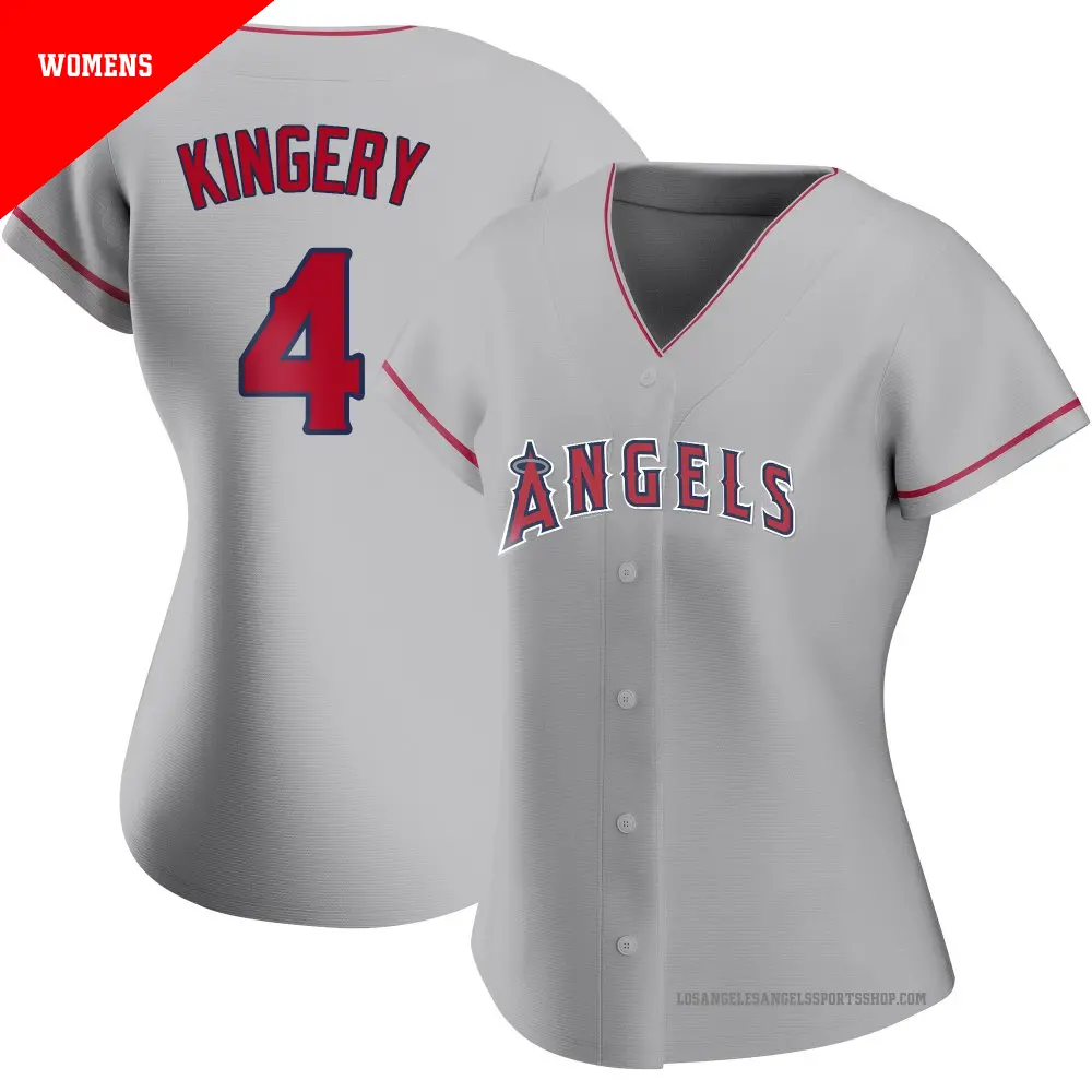 Women's ＃4 Scott Kingery Los Angeles Angels Authentic Silver Road Jersey